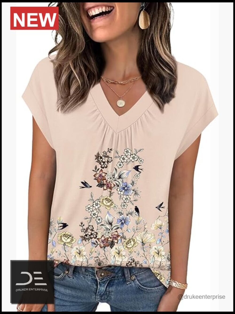 Short Sleeve V-Neck Blouse Dressy Casual Business Work Top